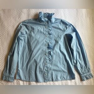 NWT - J Crew - Light Blue Ruffled Button-Up Shirt